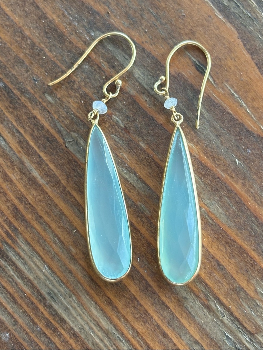 Argento Vivo Chalcedony Stone set in Sterling Silver Vermeil Drop Earrings